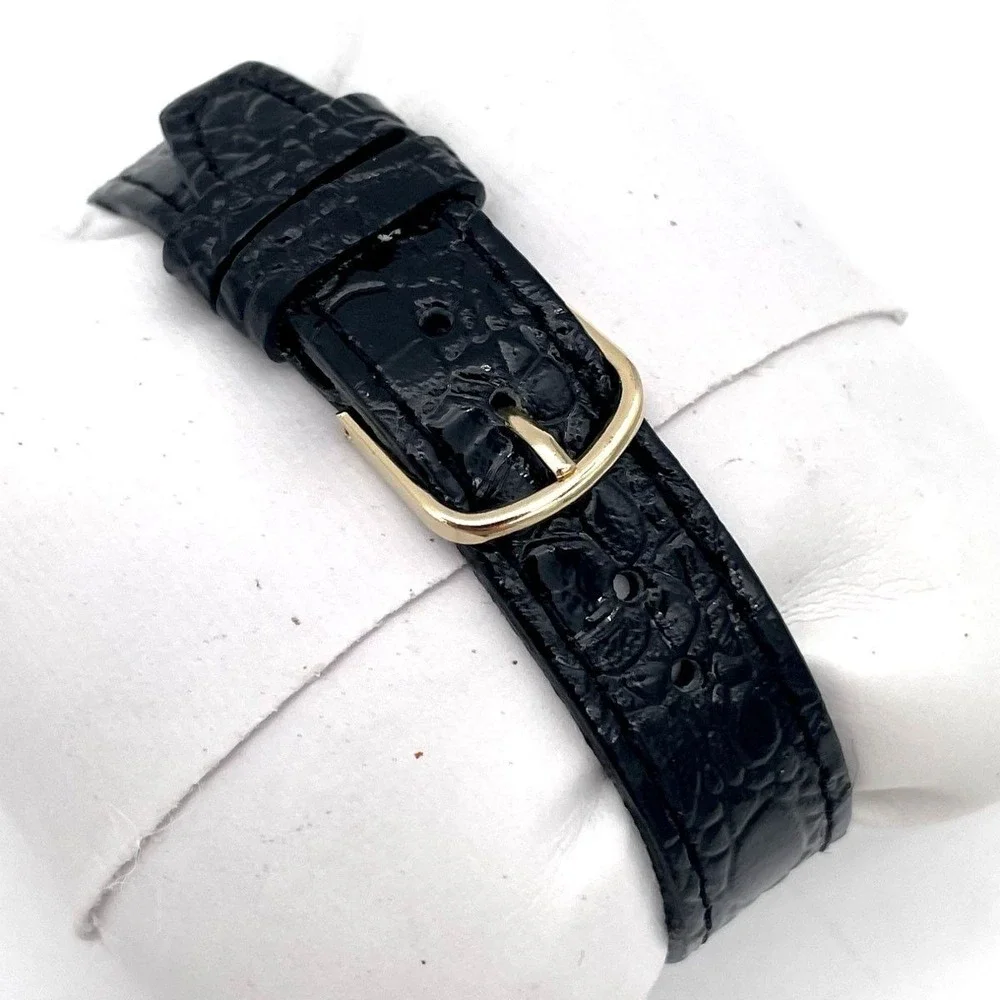 Seiko Women's Black Dial Diamond Accent Quartz Watch 7N00-8A49 Leather Band